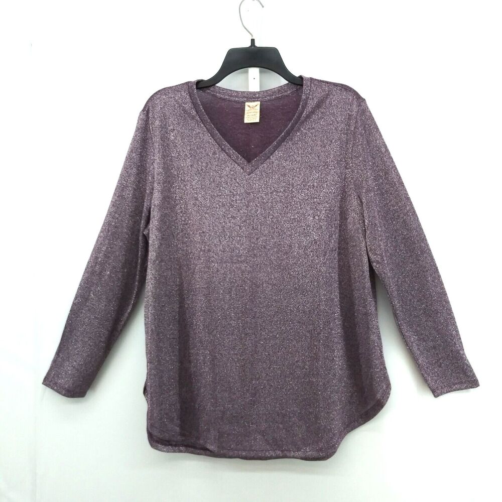 Faded Glory Women's 1X Purple metallic long sleeve shirt